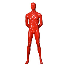 Fashion shop window abstract faceless plastic glossy red muscular standing mannequin for sale
